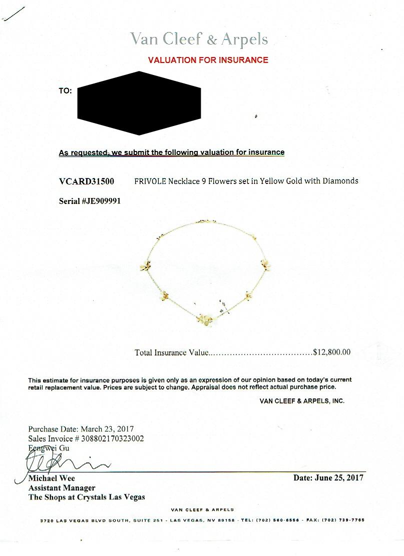 Van Cleef & Arpels Frivole 9 Flowers Diamond Necklace 18 Karat YG Box Papers COA 8
