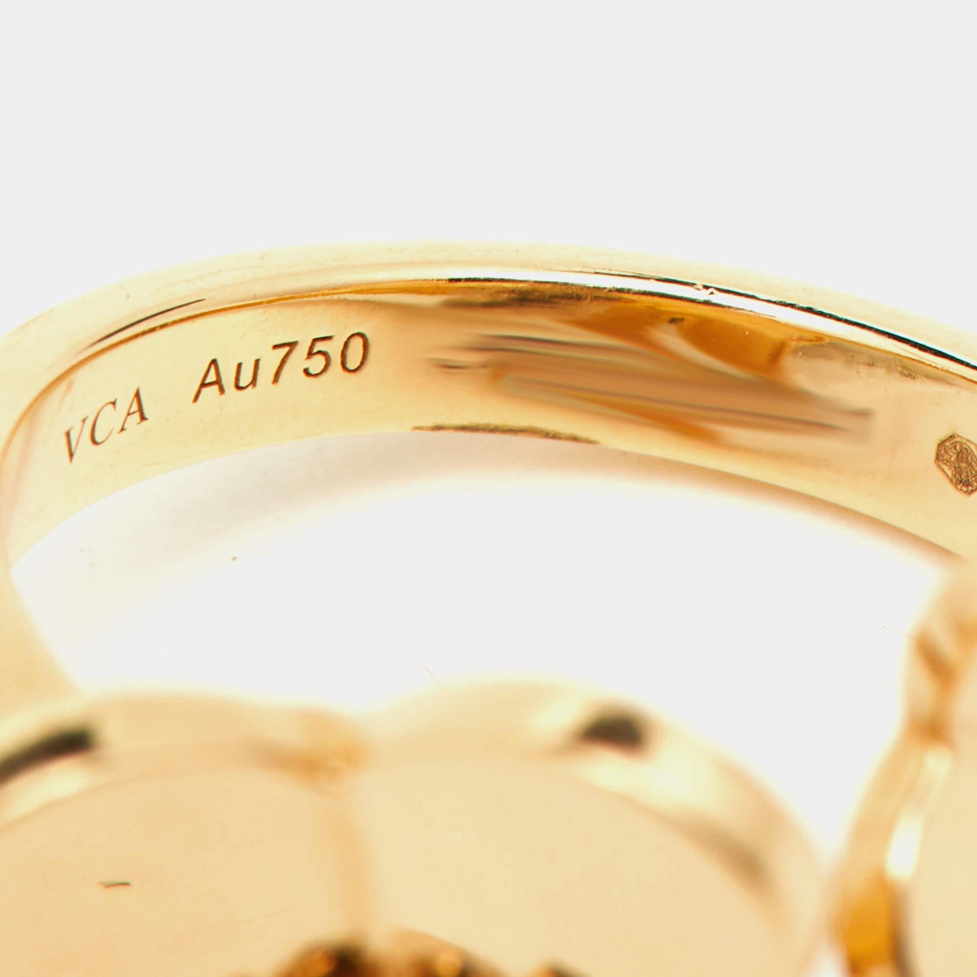 Aesthetic Movement Van Cleef & Arpels Frivole Between the Finger Diamond 18K Yellow Gold Ring Size 