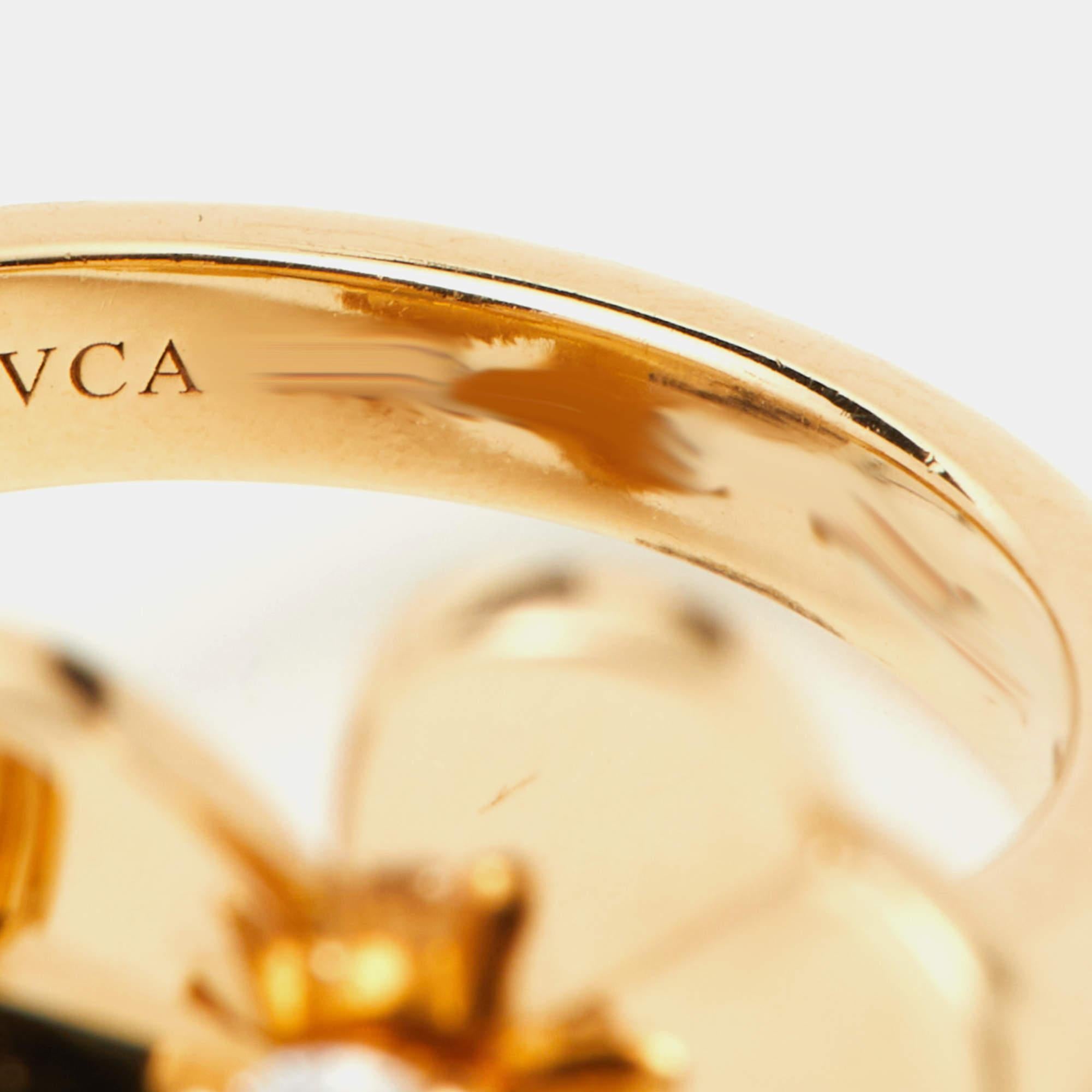 Van Cleef & Arpels Frivole Between the Finger Diamond 18K Yellow Gold Ring Size  In Good Condition In Dubai, Al Qouz 2
