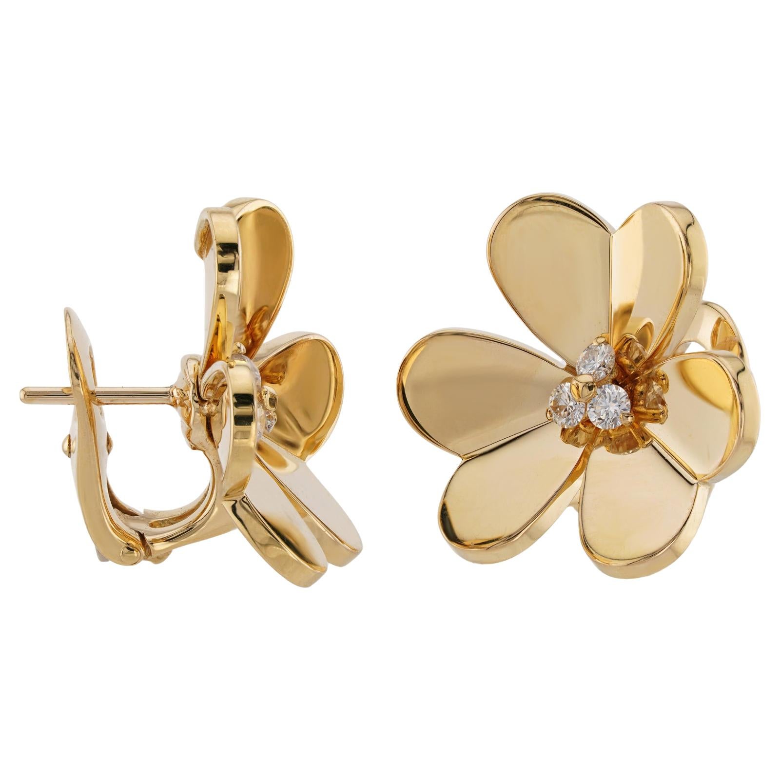 VAN CLEEF & ARPELS Frivole Diamant-Ohrringe aus 18 Karat Gelbgold mit großen Diamanten Damen