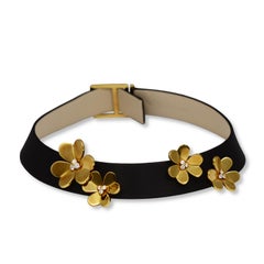 Van Cleef & Arpels Frivole Diamond 18k Yellow Gold Leather Choker