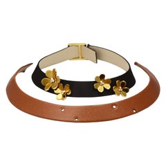 Van Cleef & Arpels Frivole, choker en cuir et or jaune 18 carats avec diamants