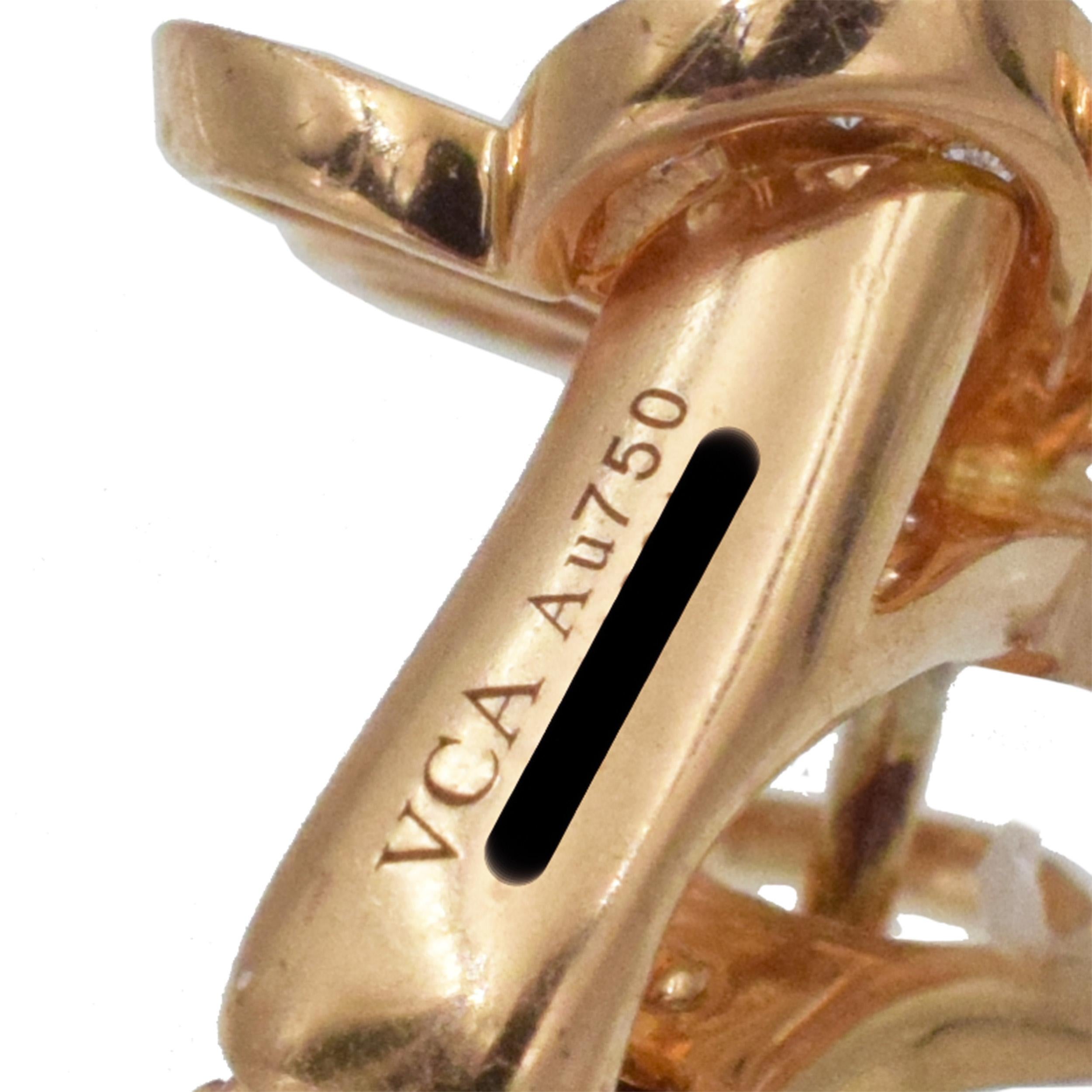 Round Cut Van Cleef & Arpels 'Frivole' Diamond and Rose Gold Earrings