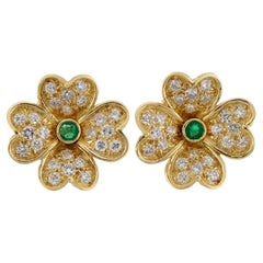 Van Cleef & Arpels Frivole Diamante Smeraldo Oro Giallo 18 carati Orecchini Piccoli