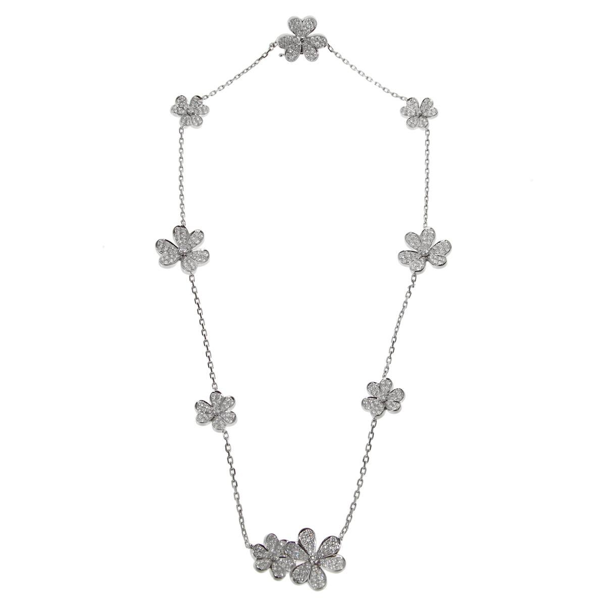 An incredible Van Cleef & Arpels Frivole diamond suite, the necklace consists of 327 of the finest Van Cleef & Arpels round brilliant cut diamonds weighing 5.11ct. The earrings contain 86 diamonds weighing 1.61ct.The necklace measures 16.5
