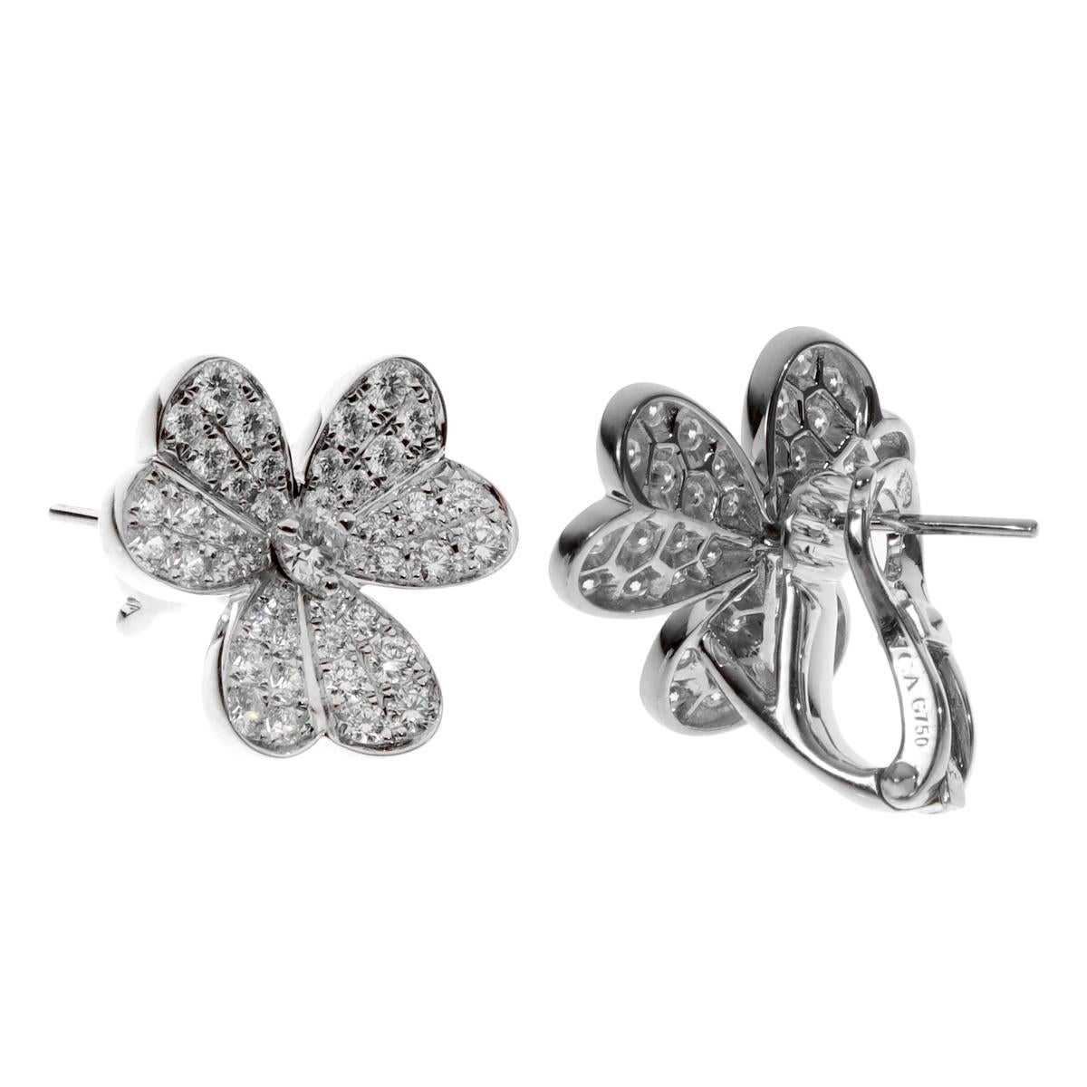Van Cleef & Arpels Frivole Diamond Necklace and Earring Suite In Excellent Condition In Feasterville, PA