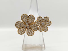 Van Cleef & Arpels Frivole Diamond Pave Flower 18K Rose Gold Ring Size 50 EU