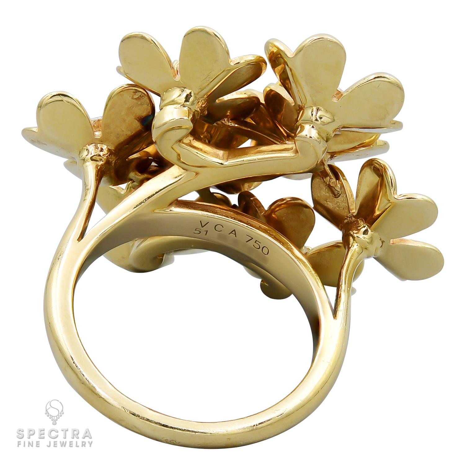 Van Cleef & Arpels Frivole Diamant-Ring aus Gold mit 8 Blumen (Rundschliff) im Angebot