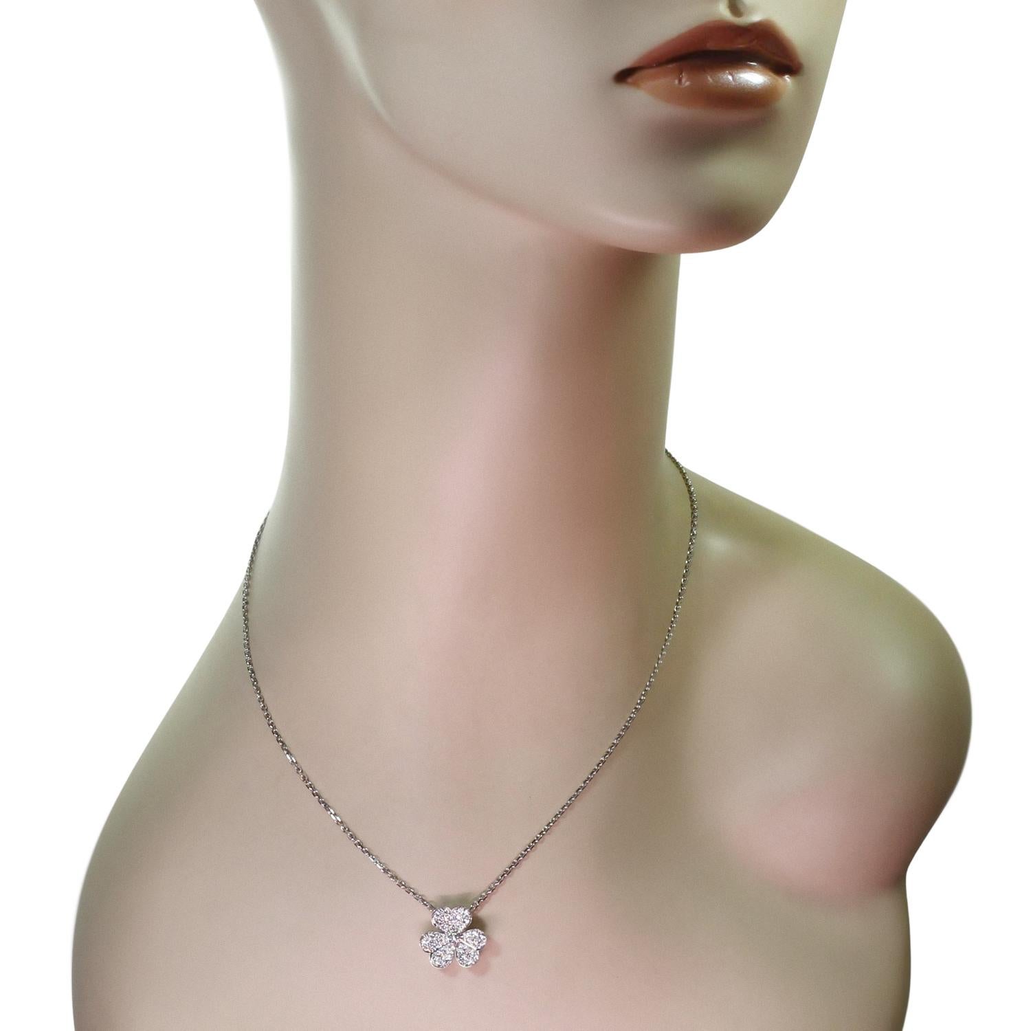 Brilliant Cut Van Cleef & Arpels Frivole Diamond White Gold Small Model Pendant Necklace For Sale