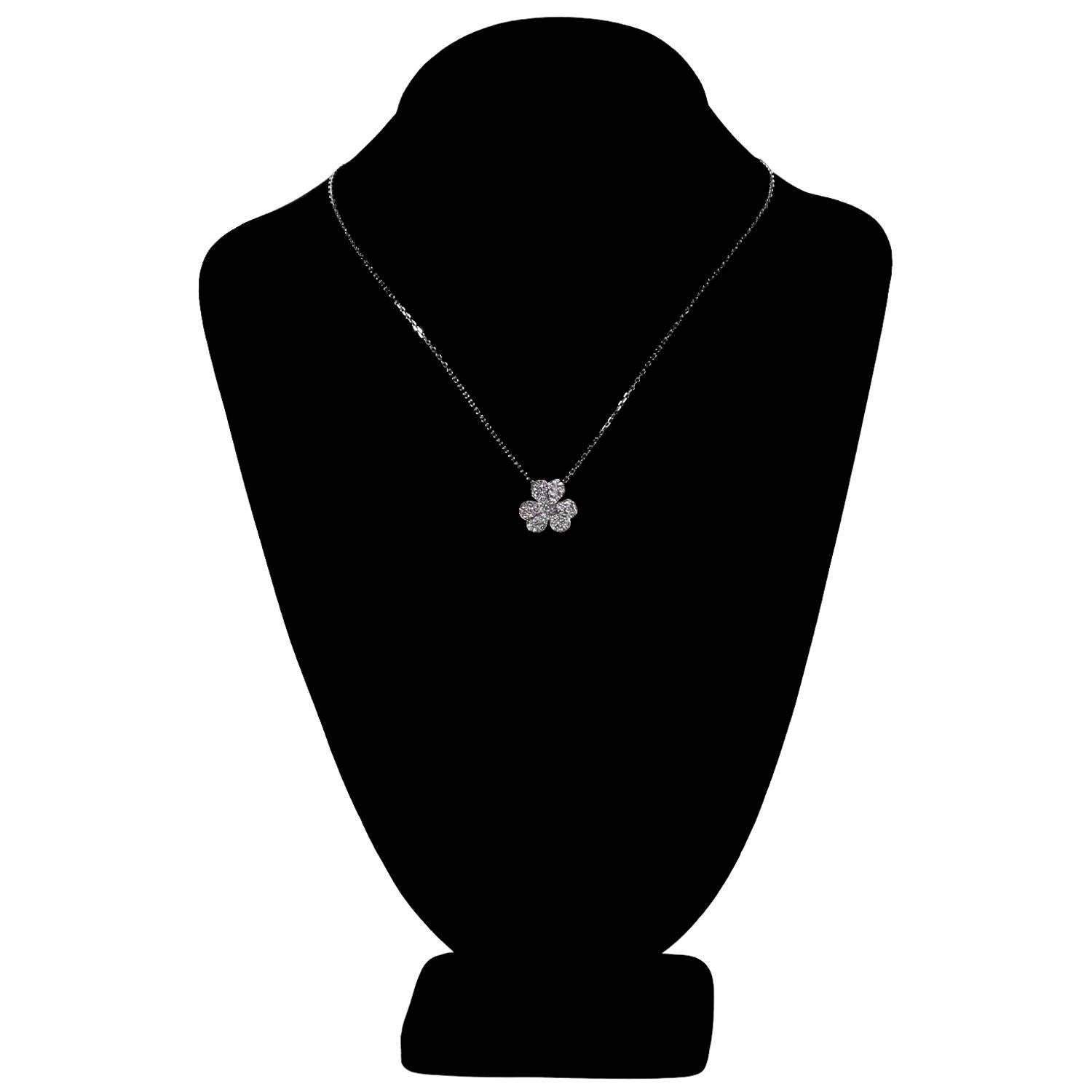 Women's Van Cleef & Arpels Frivole Diamond White Gold Small Model Pendant Necklace For Sale