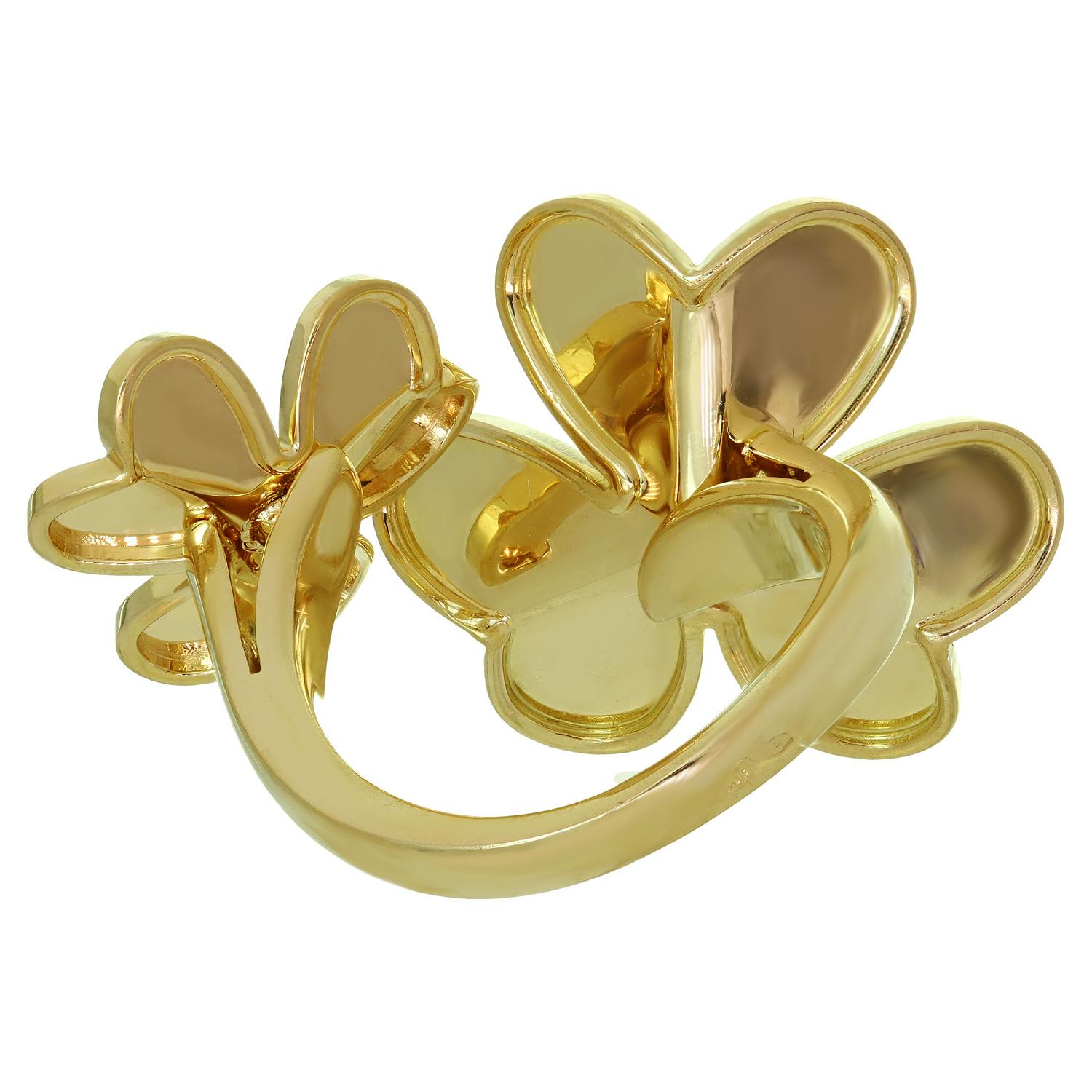 Brilliant Cut Van Cleef & Arpels Frivole Diamond Yellow Gold Between the Finger Flower Ring