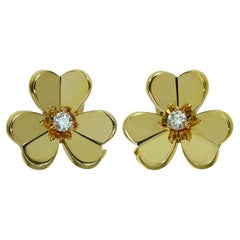 Van Cleef & Arpels Frivole Diamond Yellow Gold Small Clip-On Earrings