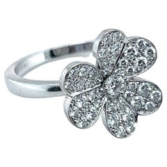 Van Cleef & Arpels Frivole Flower Diamond Ring in 18 Karat White Gold