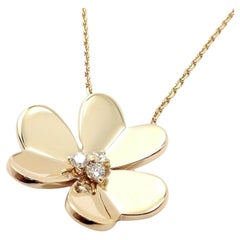 Van Cleef & Arpels Frivole Flower Diamond Yellow Gold Pendant Necklace