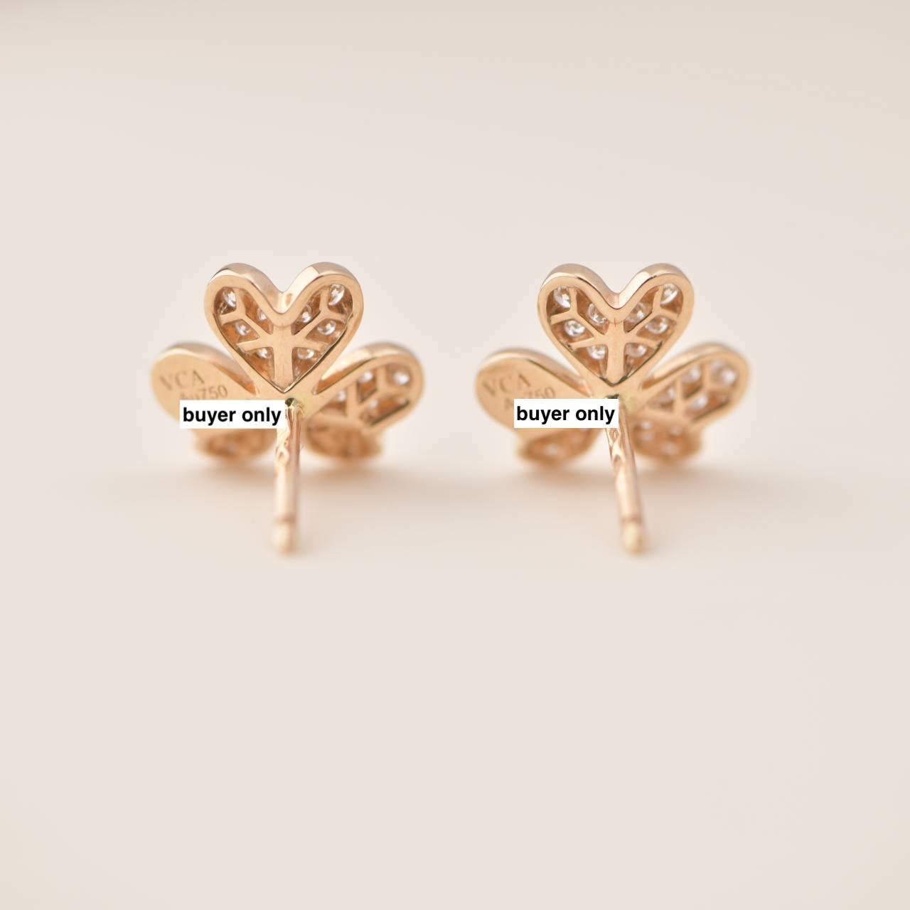 Van Cleef & Arpels Frivole Flower Rose Gold Diamond Earrings In Excellent Condition For Sale In Banbury, GB