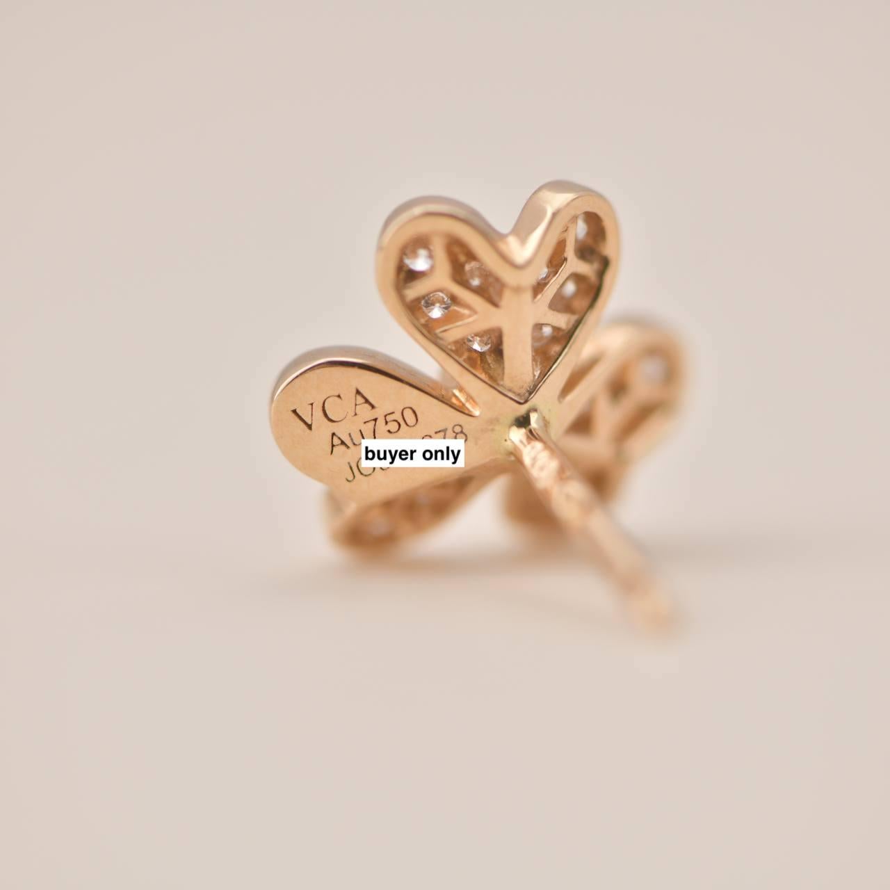 Women's Van Cleef & Arpels Frivole Flower Rose Gold Diamond Earrings For Sale