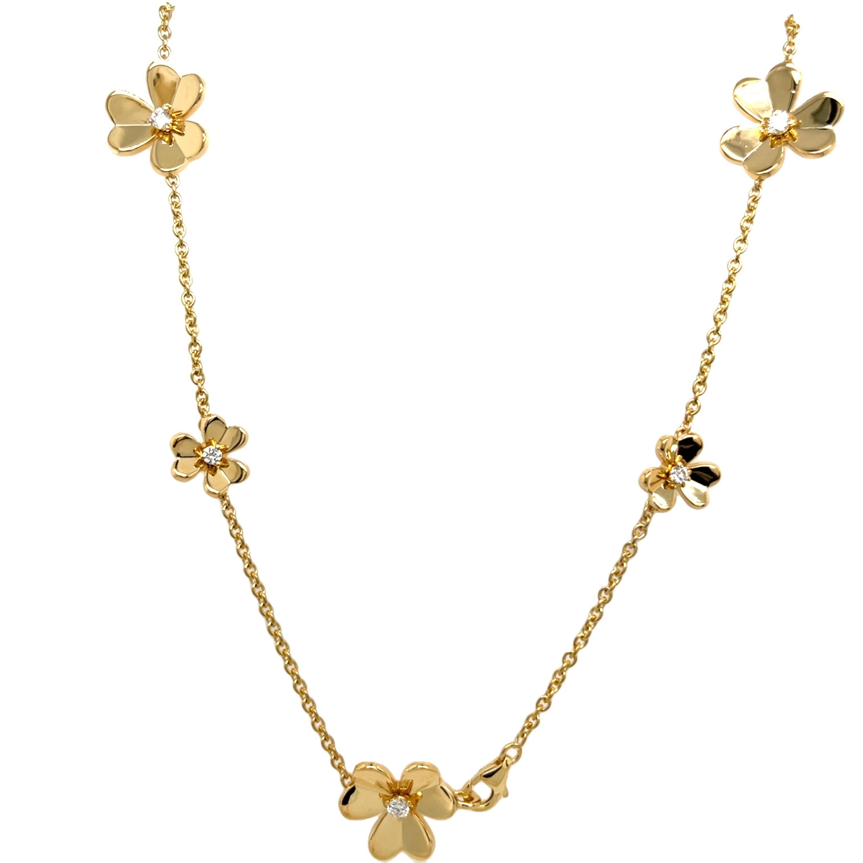Van Cleef & Arpels Frivole Necklace, 9 flowers 18ct Yellow Gold In Excellent Condition In London, GB