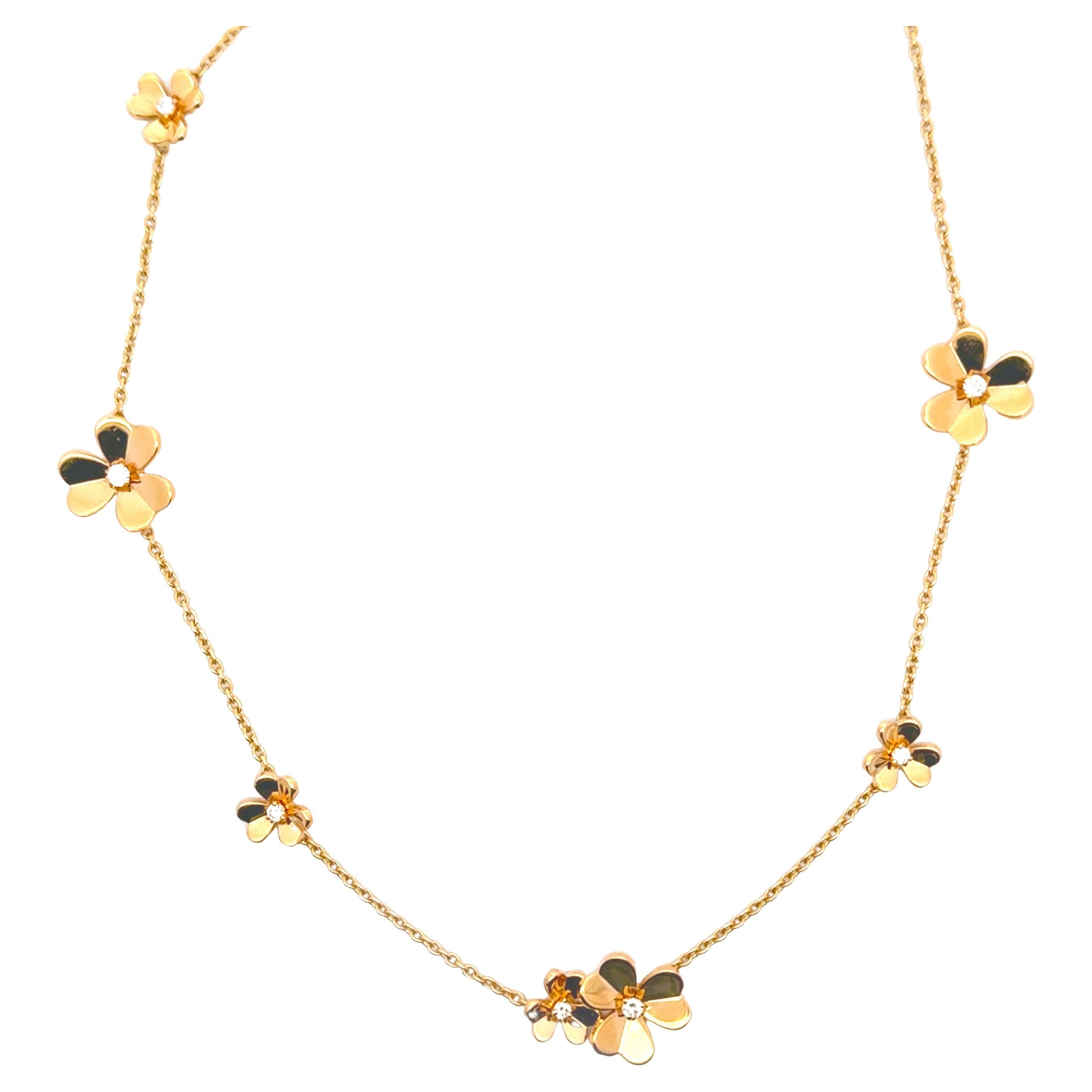 Van Cleef & Arpels Frivole Necklace – 9 Flowers in 18K Yellow Gold with Diamonds