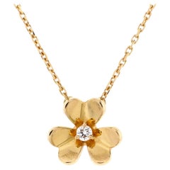 Van Cleef & Arpels Frivole Pendant Necklace 18K Yellow Gold and Diamond Mini