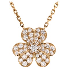 Van Cleef & Arpels Frivole Pendant Necklace 18K Yellow Gold with Pave Diamonds