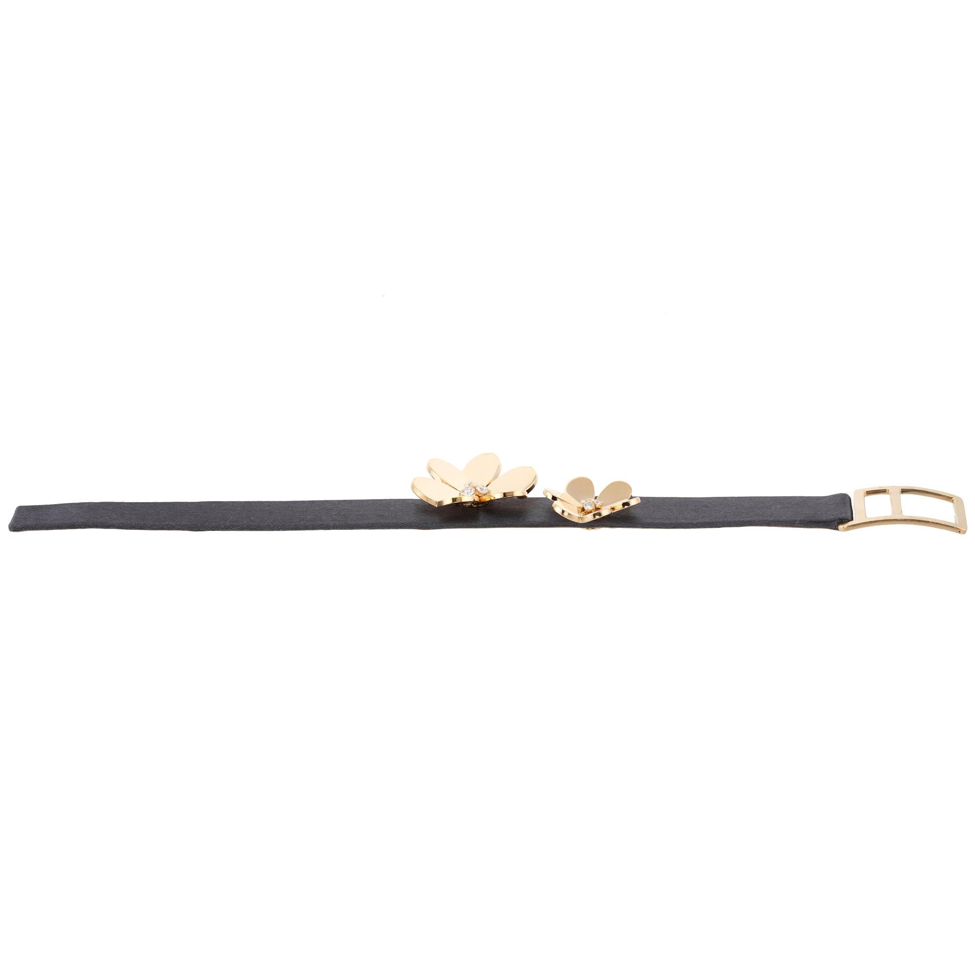 VAN CLEEF & ARPELS Frivole Revena Leder Diamant Gold Blume Halsband & Armband im Angebot 6