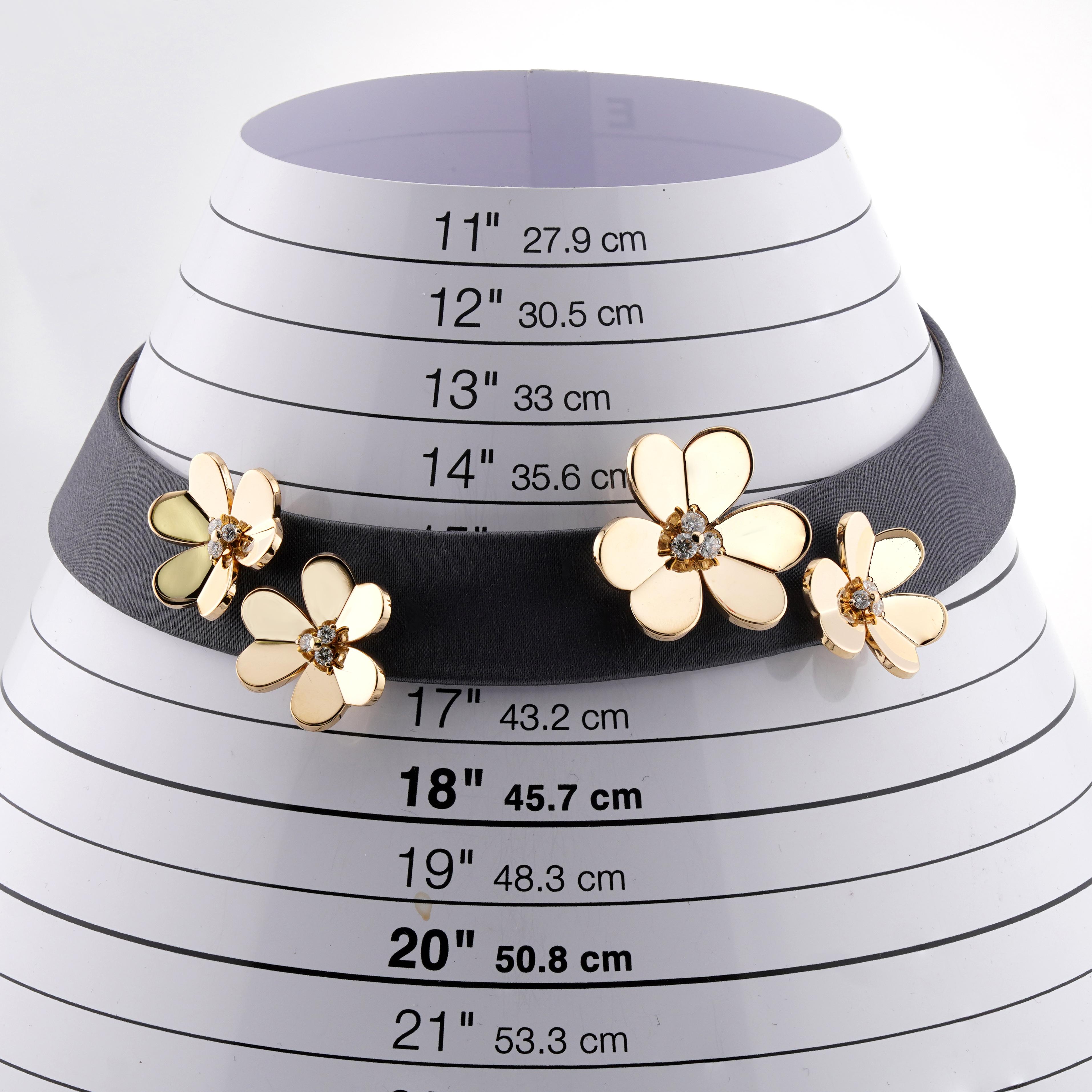 VAN CLEEF & ARPELS Frivole Revena Leder Diamant Gold Blume Halsband & Armband im Zustand „Hervorragend“ im Angebot in New York, NY