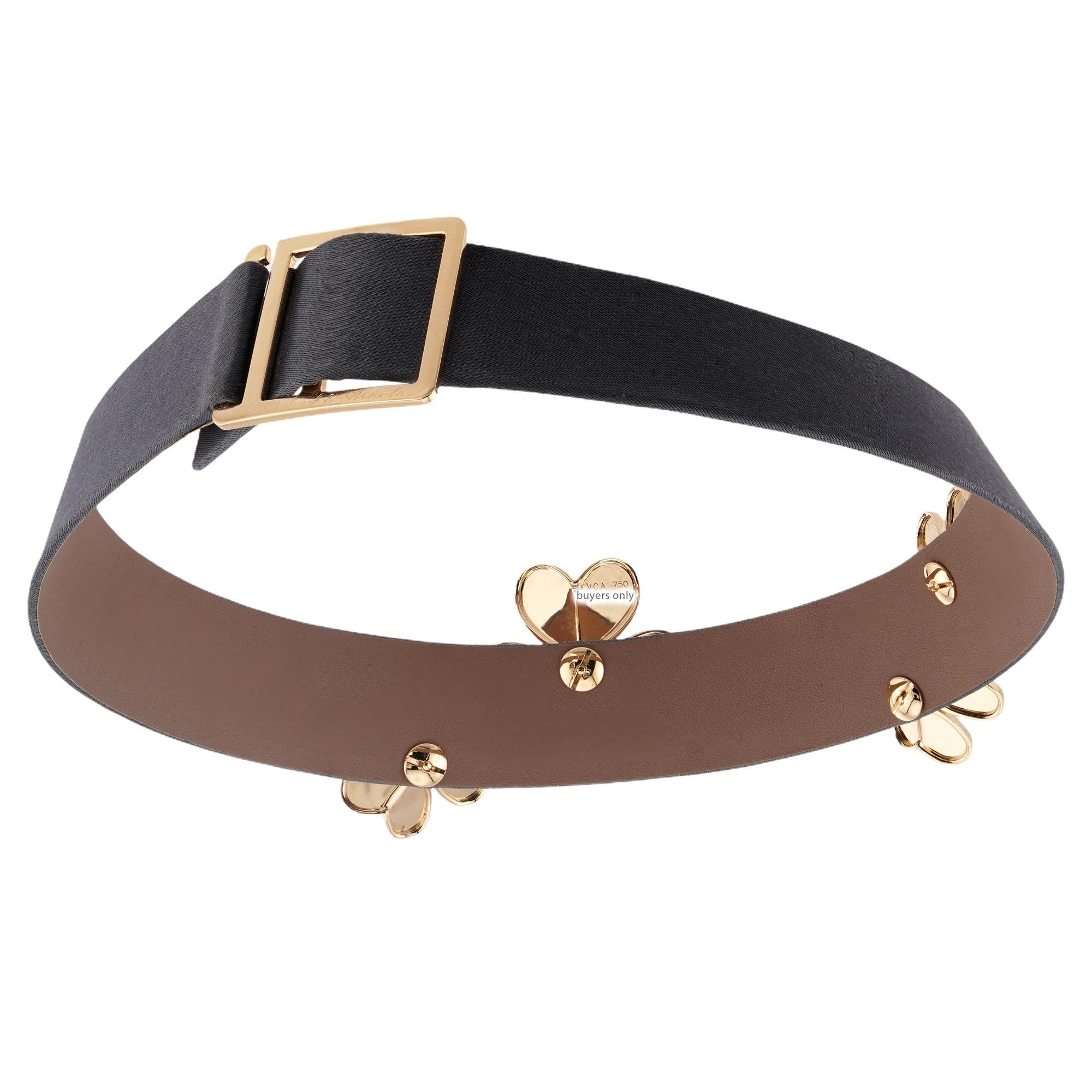 VAN CLEEF & ARPELS Frivole Revena Leder Diamant Gold Blume Halsband & Armband im Angebot 2