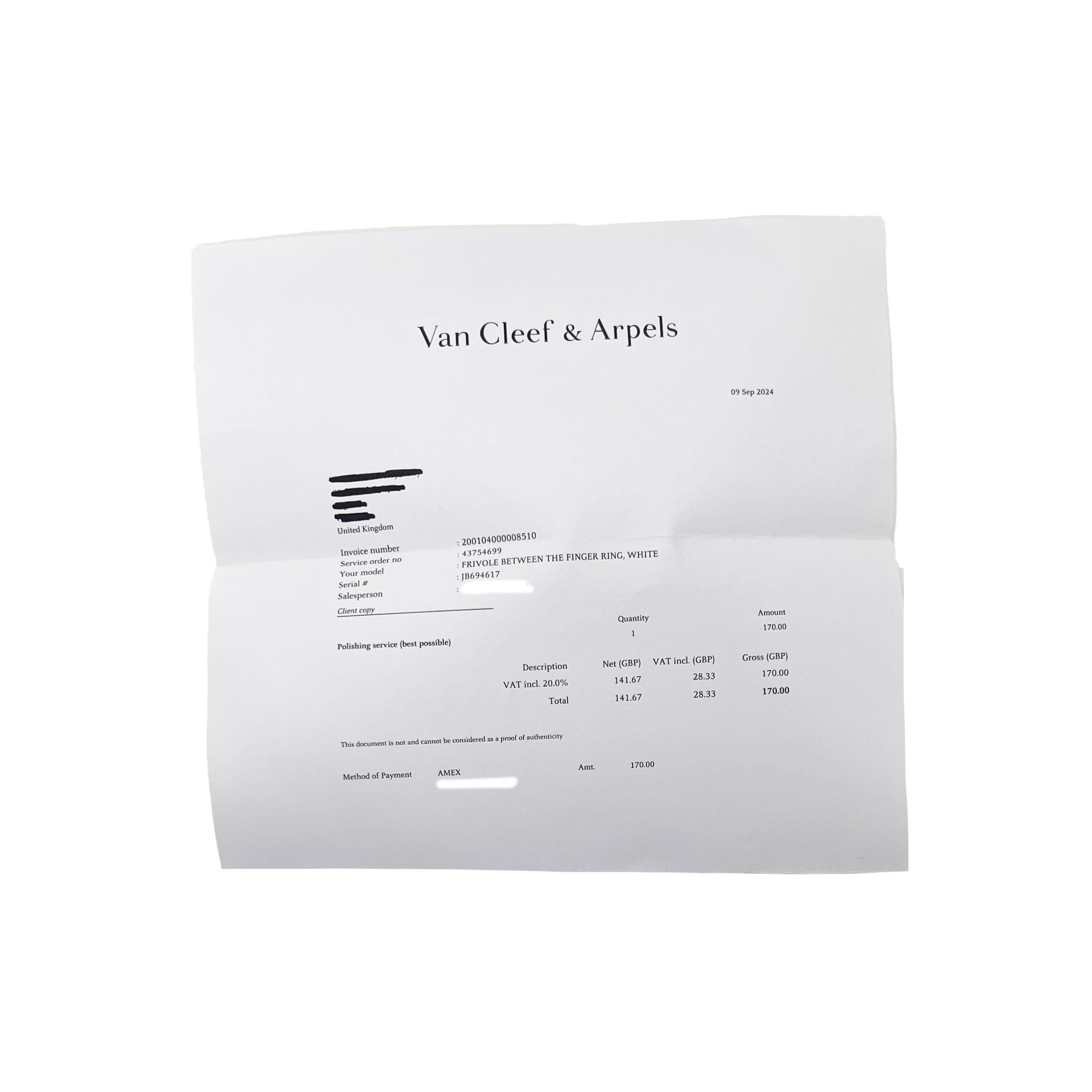 Van Cleef & Arpels Frivole Ring With Diamonds In 18K White Gold For Sale 1