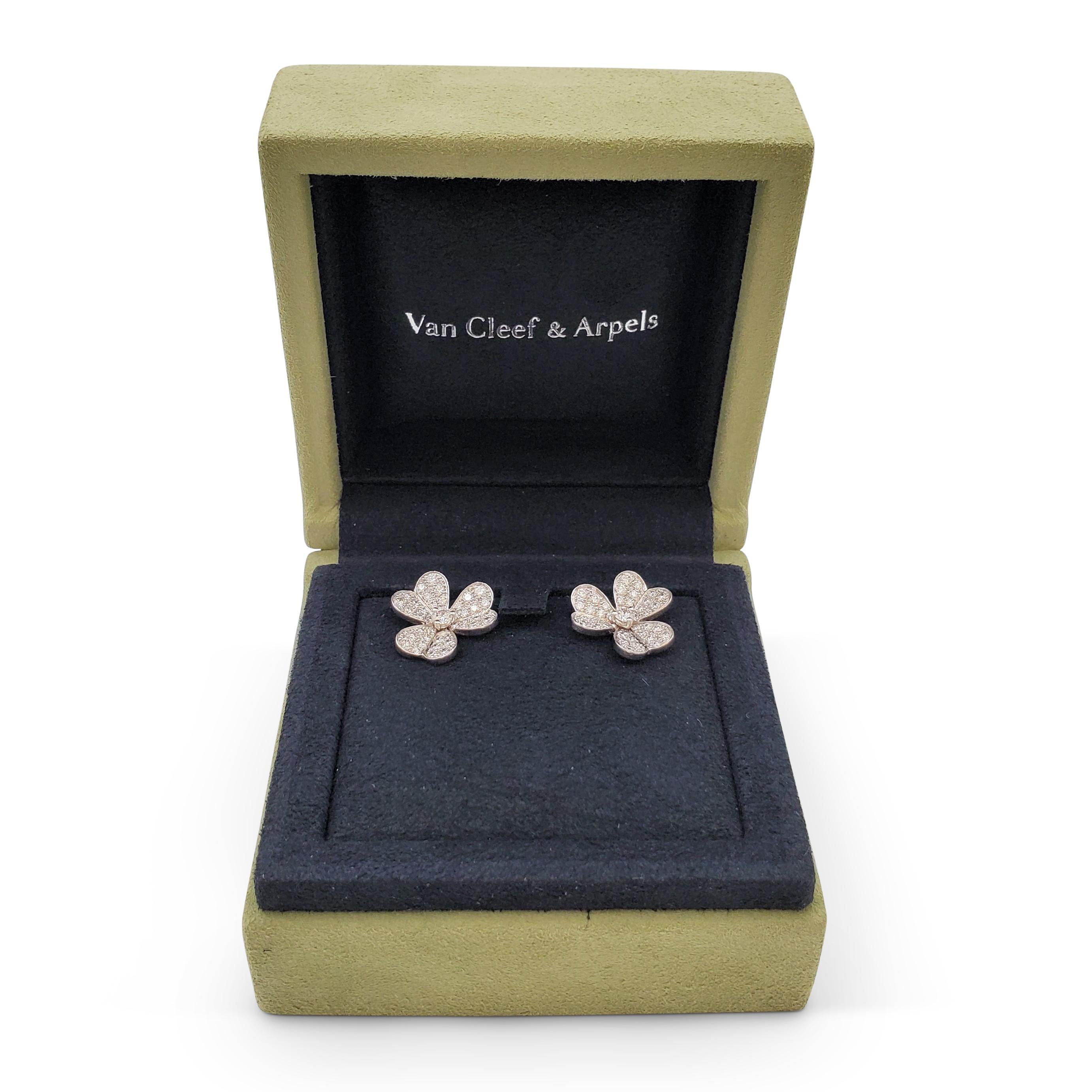 Van Cleef & Arpels 'Frivole' White Gold and Diamond Earrings, Small Model 1