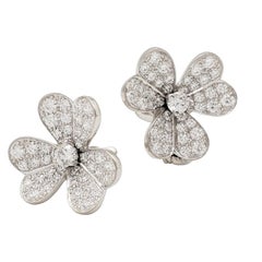 Van Cleef & Arpels 'Frivole' White Gold and Diamond Earrings, Small Model