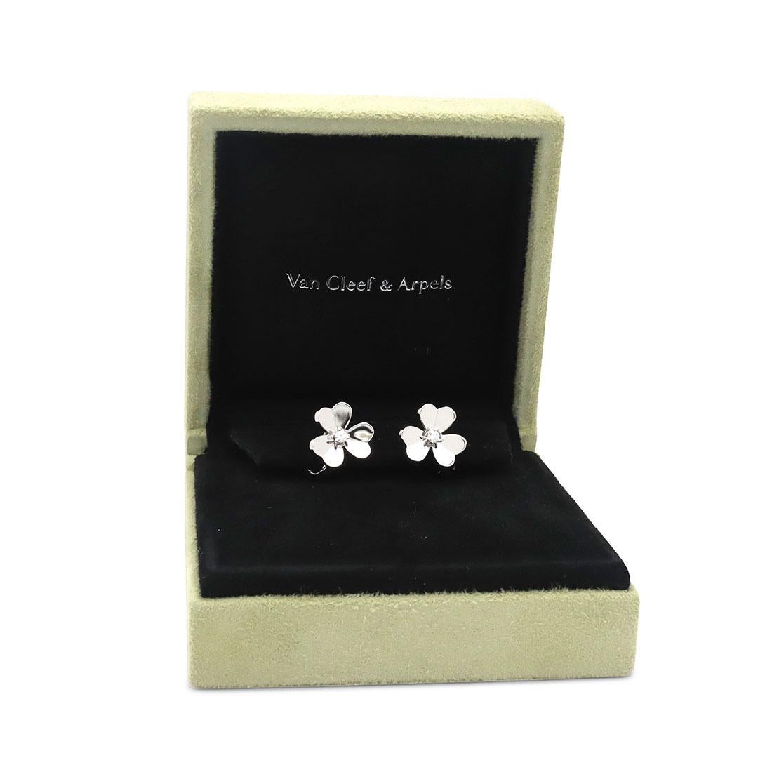 Women's or Men's Van Cleef & Arpels Frivole White Gold Diamond Earrings, Small Model