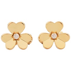 Van Cleef & Arpels 'Frivole' Yellow Gold and Diamonds Earrings, Small Model