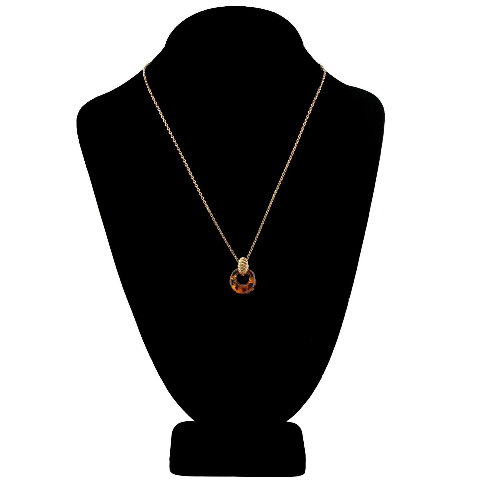VAN CLEEF & ARPELS Gemstone 18k Yellow Interchangeable Pendant Necklace In Good Condition For Sale In New York, NY