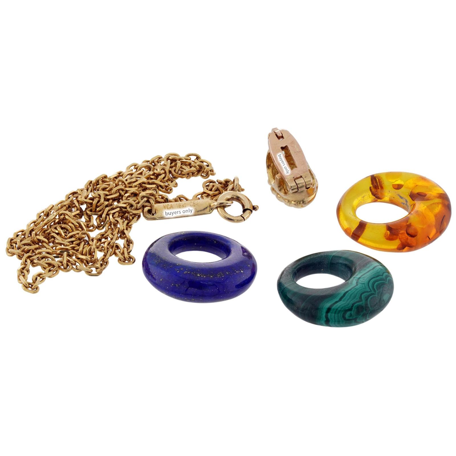 Women's VAN CLEEF & ARPELS Gemstone 18k Yellow Interchangeable Pendant Necklace For Sale