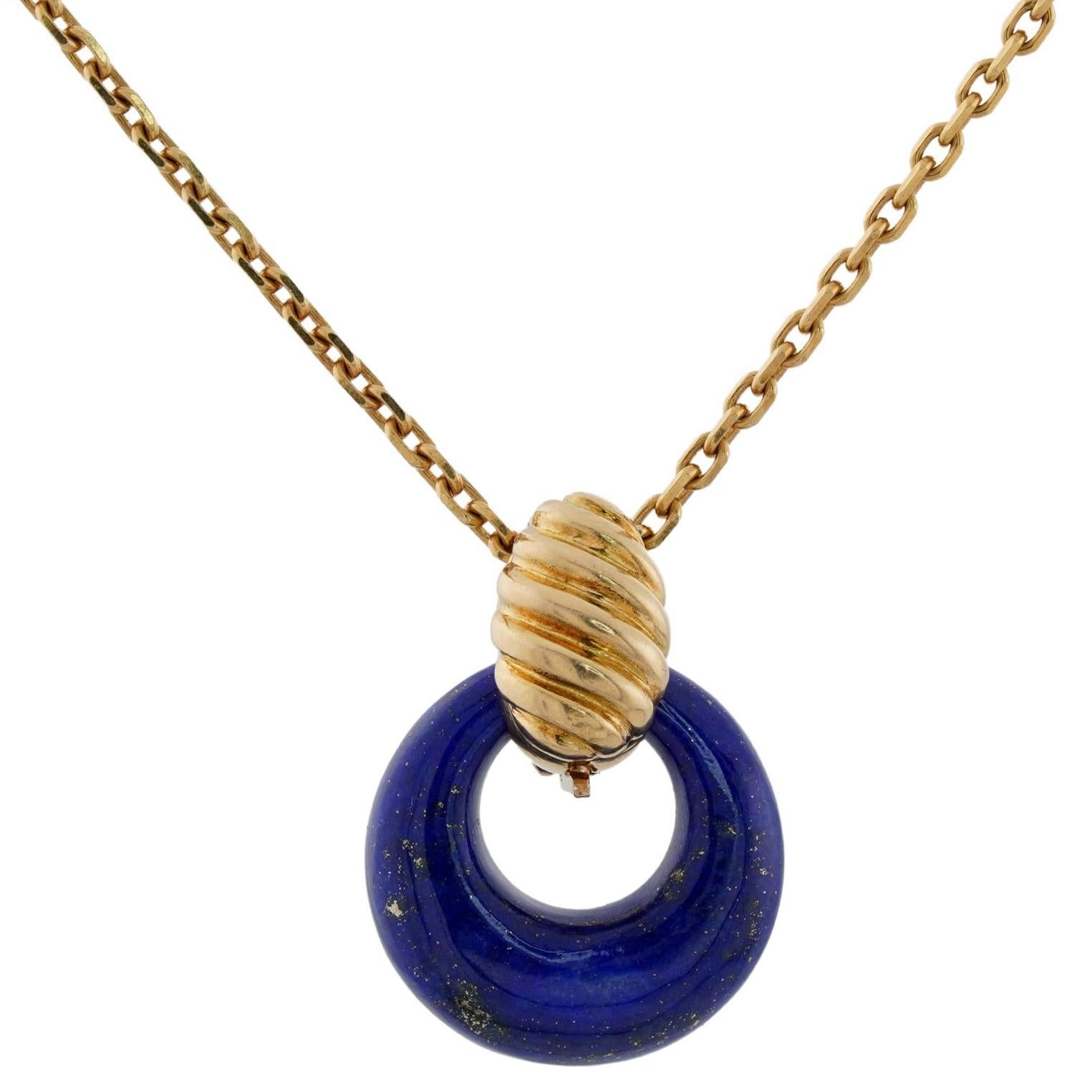 VAN CLEEF & ARPELS Gemstone 18k Yellow Interchangeable Pendant Necklace For Sale 1