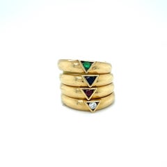 Van Cleef & Arpels Gemstone Four Band Rings