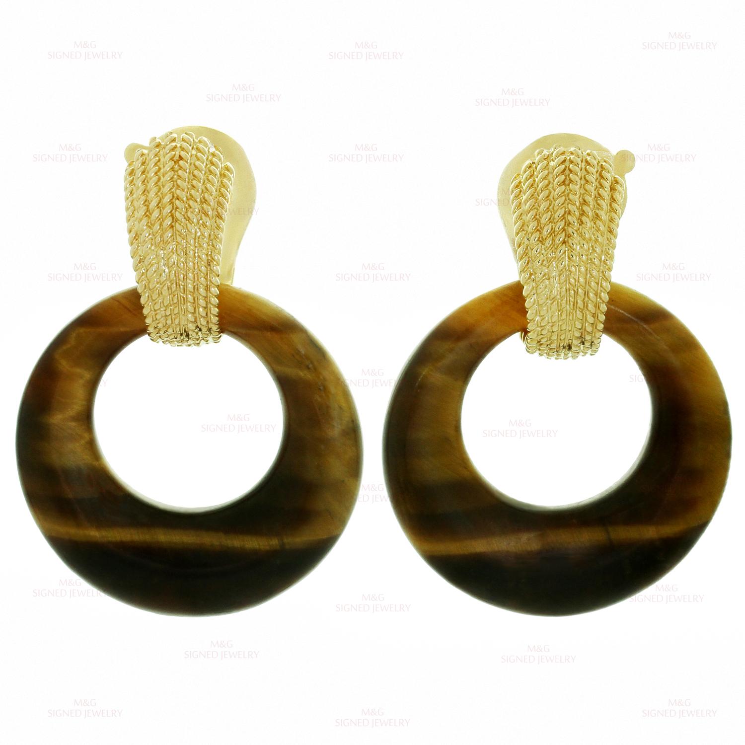 Brilliant Cut Van Cleef & Arpels Gemstone Interchangeable Yellow Gold Door Knocker Earrings