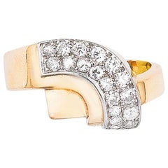 Retro Van Cleef & Arpels Geometric Design Diamond Ring