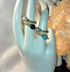 VAN CLEEF & ARPELS Georges Lenfant 18k, Pearl, Turquoise & Lapis Pair of Rings