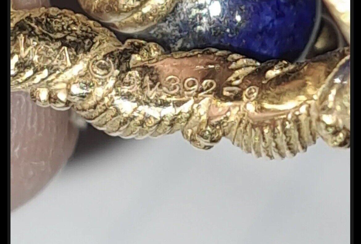 VAN CLEEF & ARPELS Georges Lenfant 18k, Pearl, Turquoise & Lapis Pair of Rings In Excellent Condition In Beverly Hills, CA