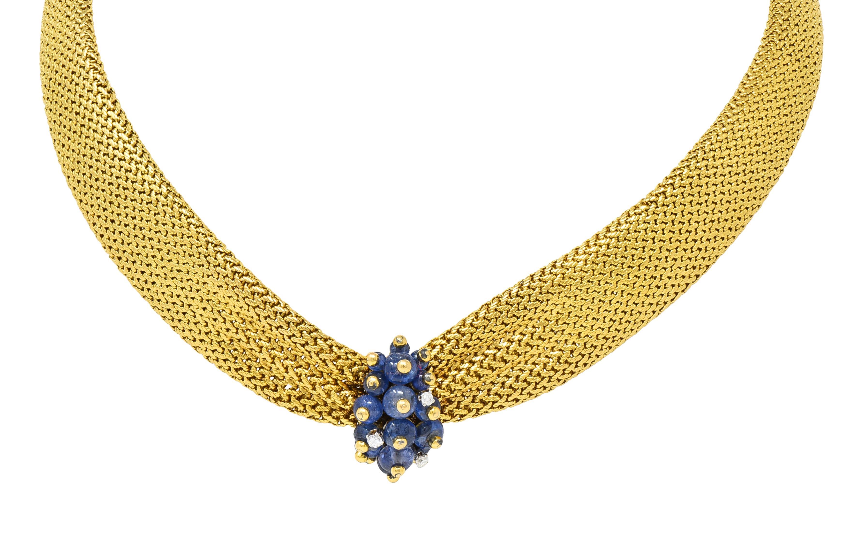 Van Cleef & Arpels Georges Lenfant 1940s Sapphire Diamond 18 Karat Gold Necklace For Sale 7