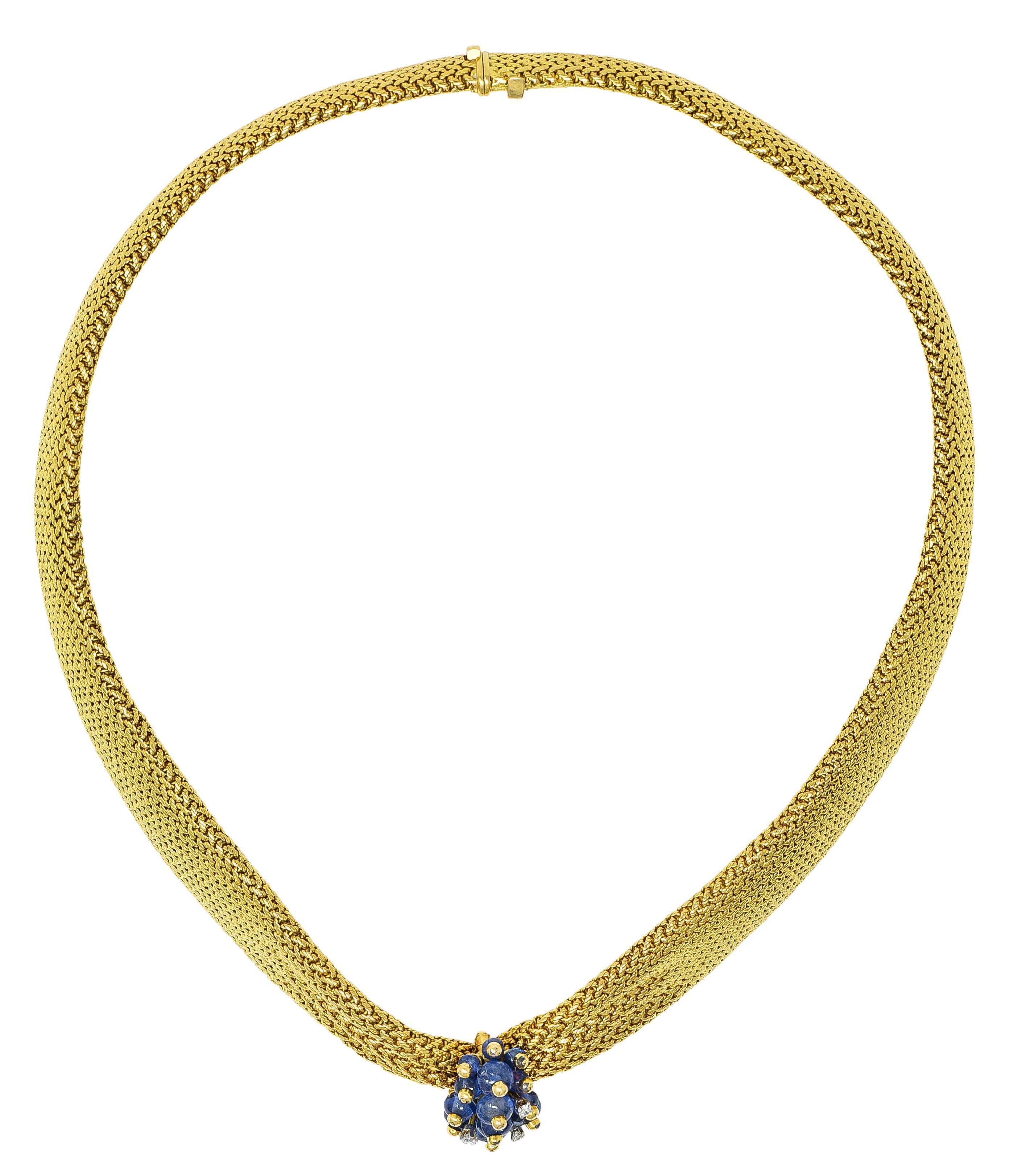 Van Cleef & Arpels Georges Lenfant 1940er Jahre Saphir-Diamant-Halskette aus 18 Karat Gold im Angebot 8