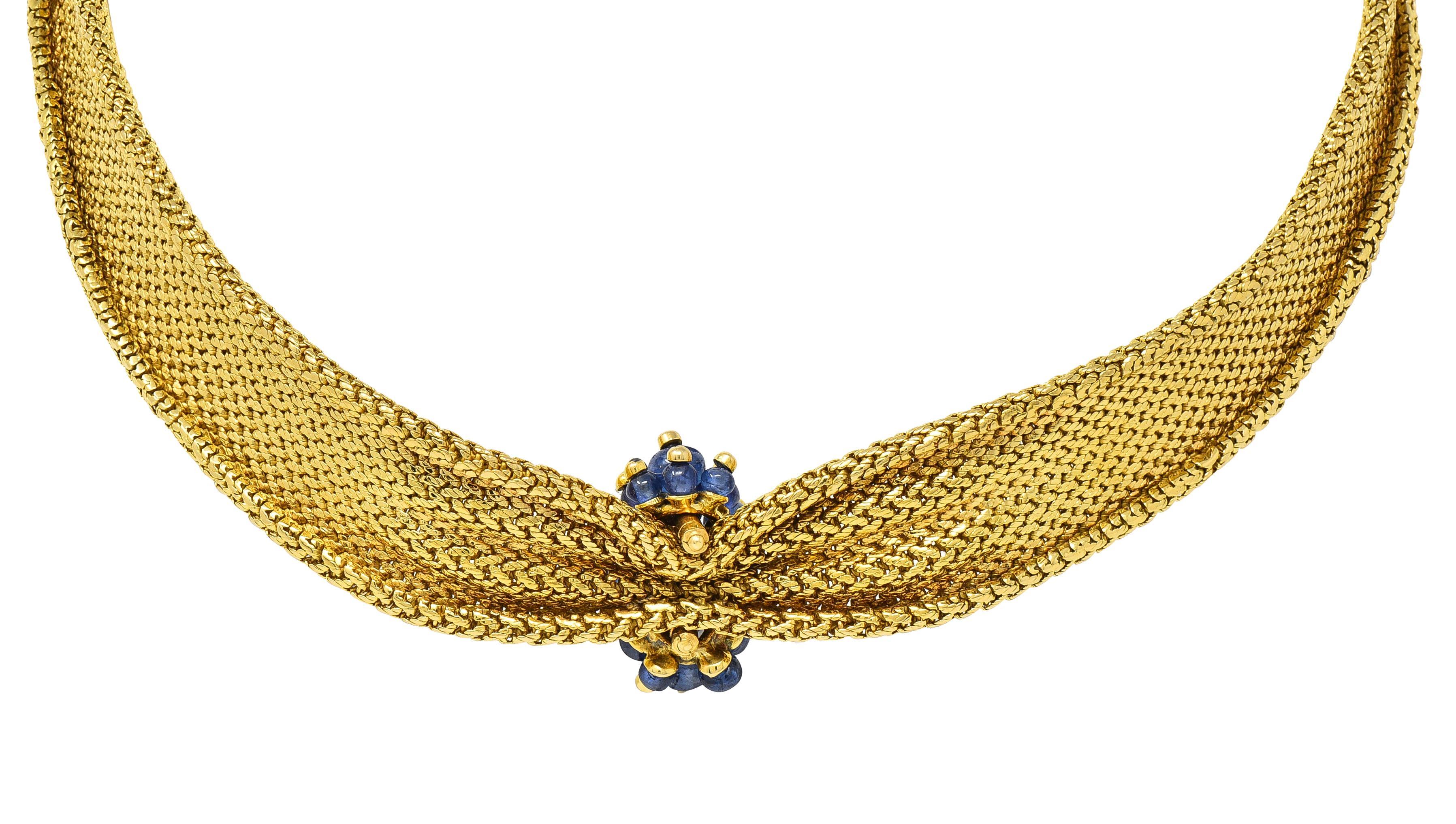 Van Cleef & Arpels Georges Lenfant 1940s Sapphire Diamond 18 Karat Gold Necklace In Excellent Condition For Sale In Philadelphia, PA