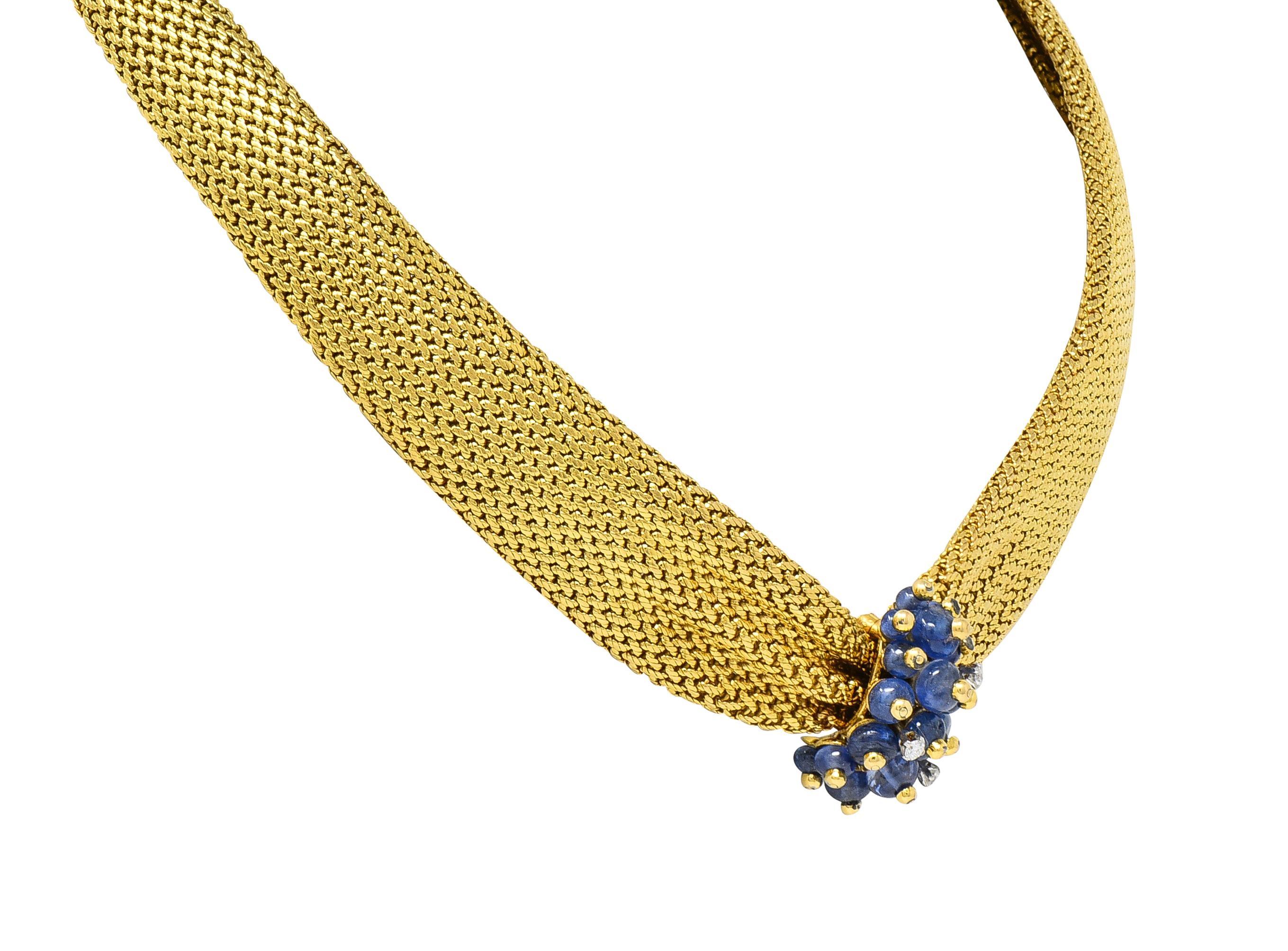 Women's or Men's Van Cleef & Arpels Georges Lenfant 1940s Sapphire Diamond 18 Karat Gold Necklace For Sale