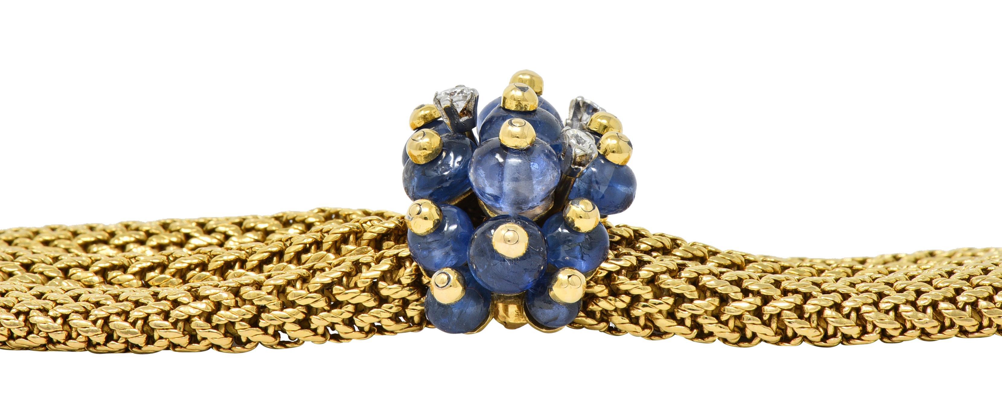 Van Cleef & Arpels Georges Lenfant 1940s Sapphire Diamond 18 Karat Gold Necklace For Sale 3