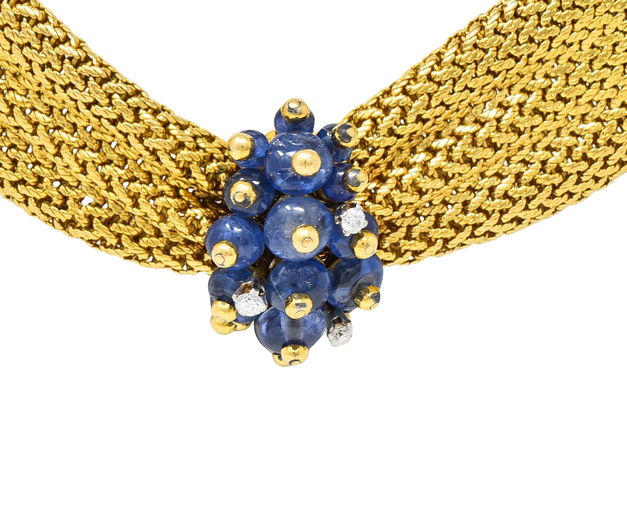 Van Cleef & Arpels Georges Lenfant 1940s Sapphire Diamond 18 Karat Gold Necklace For Sale 4