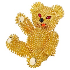 Van Cleef & Arpels Georges L'Enfant France Vintage Ruby Gold Teddy Bear Brooch