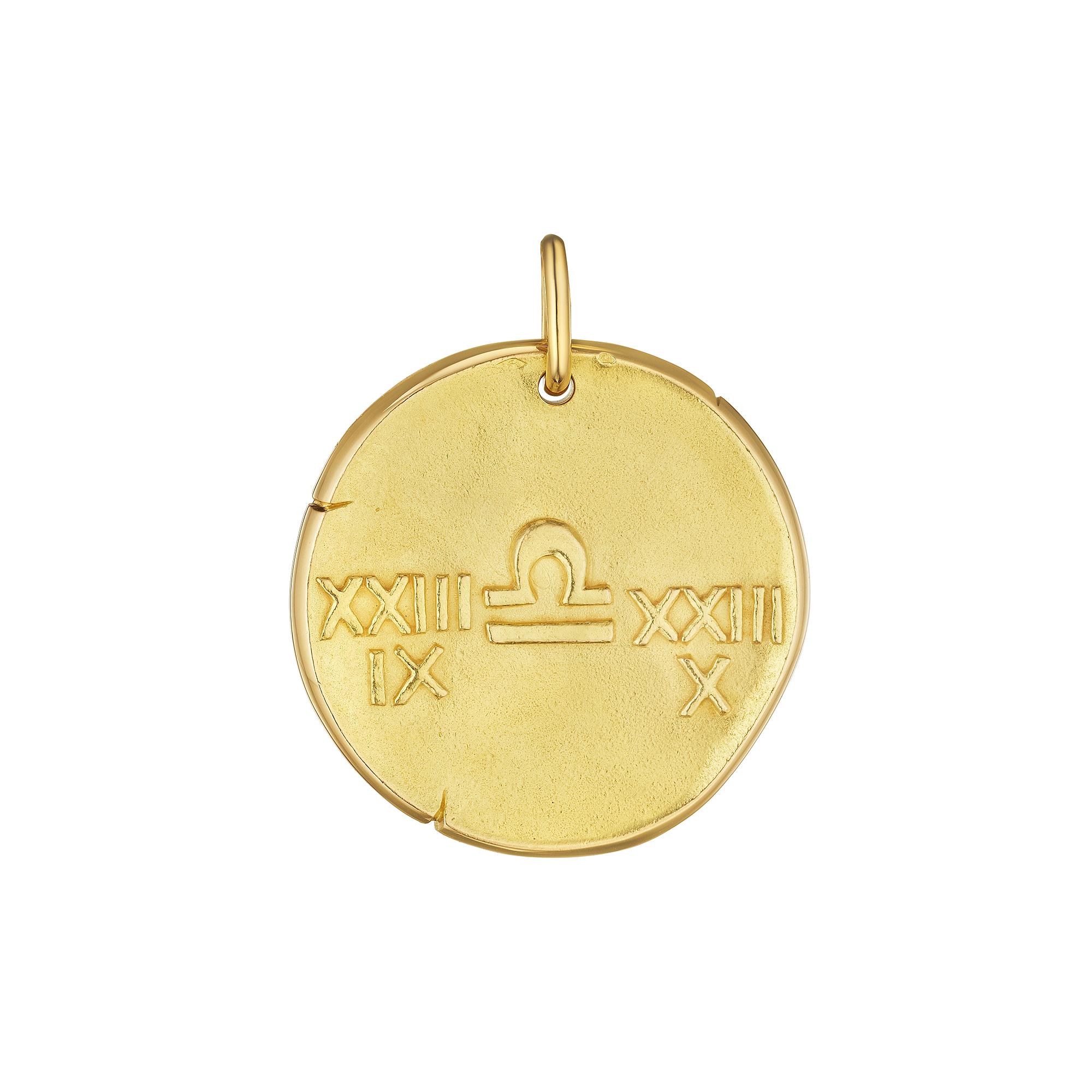 Always be in balance with this large Georges L'Enfant for Van Cleef & Arpels Libra zodiac 18 karat yellow gold modernist disc pendant. Representing those born between September 23-October 22, this strikingly collectible jewel will be on the top of