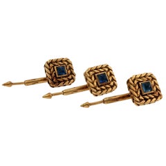 Van Cleef & Arpels Georges Lenfant Sapphire Tuxedo Shirt Studs 18K Yellow Gold