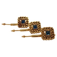 Van Cleef & Arpels Georges Lenfant Sapphire Tuxedo Shirt Studs 18K Yellow Gold